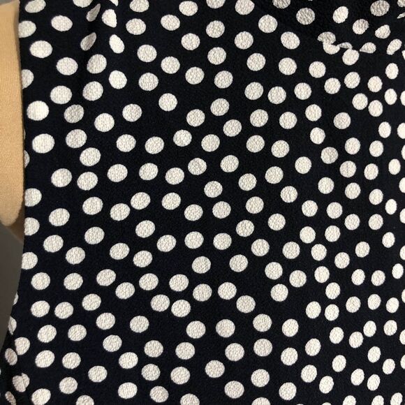 BETSEY JOHNSON Dress Womens 12 Blue White Sleeveless Polka Dot Ruffled Mock Neck - Picture 5 of 14